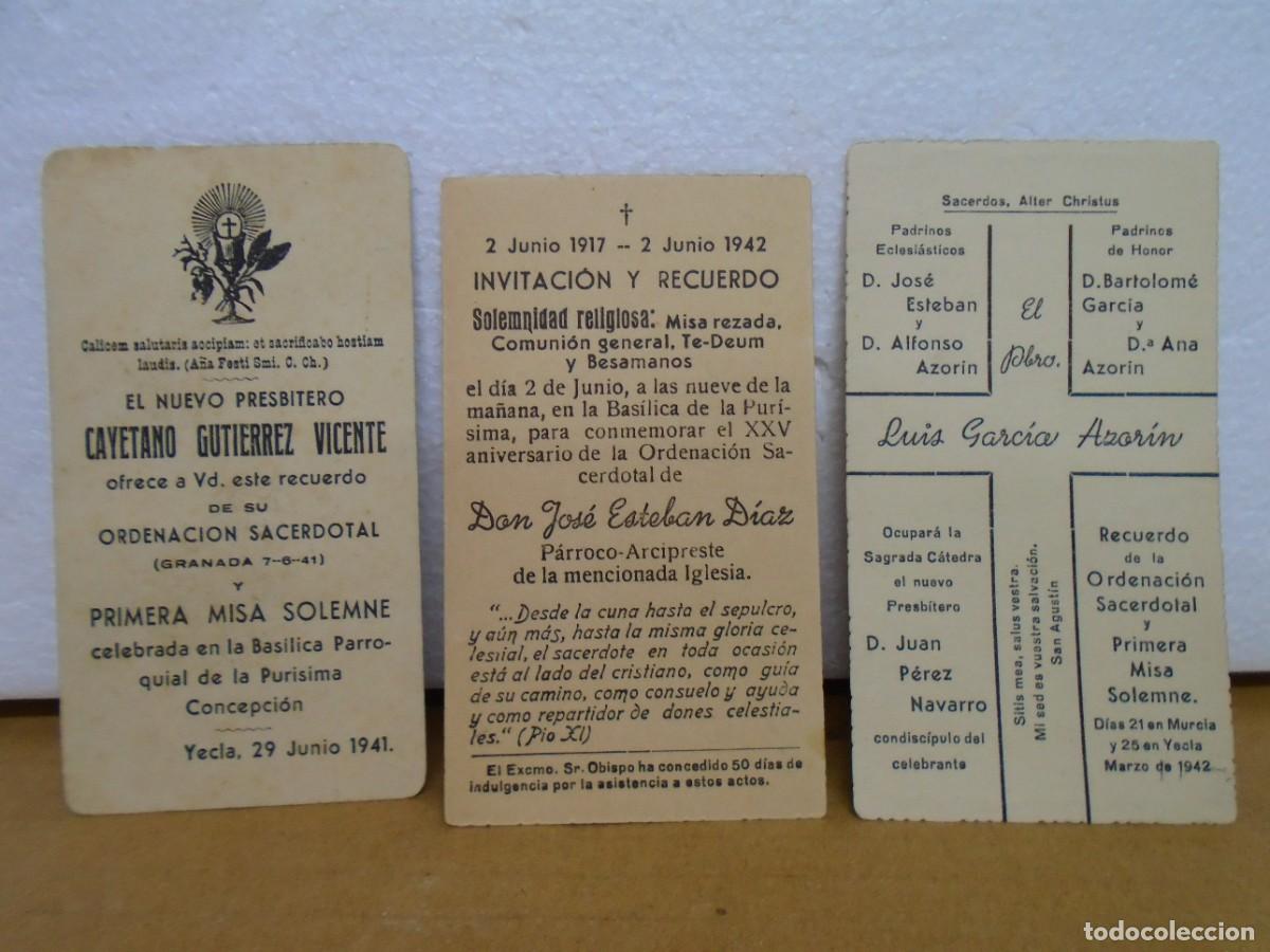 Coleccionismo: YECLA(MURCIA)ESTAMPAS/RECUERDOS DE ORDENACIONES SACERDOTALES 1941-1942(2)
