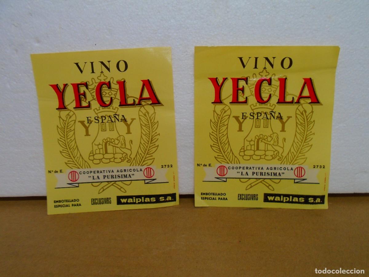 Coleccionismo: YECLA(MURCIA)ETIQUETAS ANTIGUAS DE VINO COOPERATIVA AGRICOLA&rdquo;LA PURISIMA&rdquo;