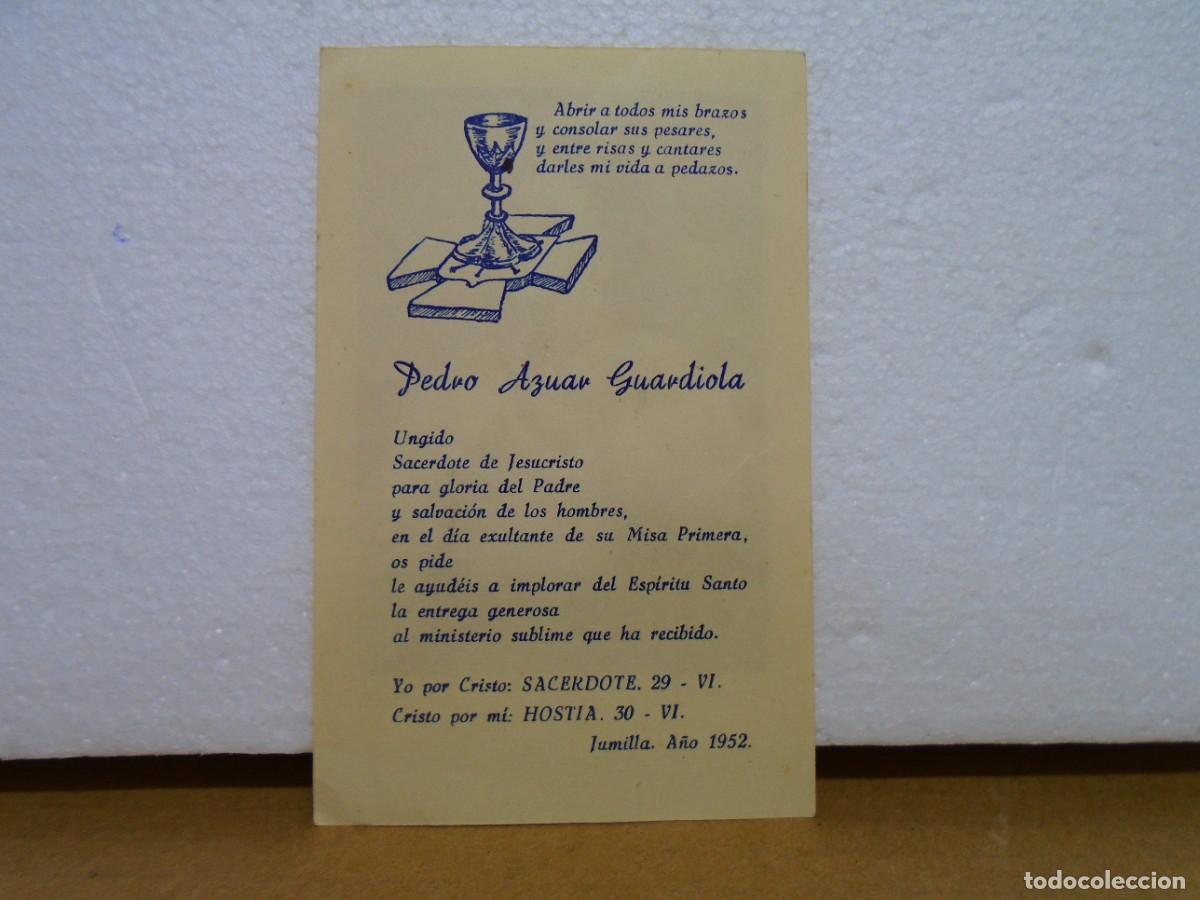 Coleccionismo: JUMILLA(MURCIA)RECORDATORIO 1&ordf; MISA DE SACERDOTE .1952.