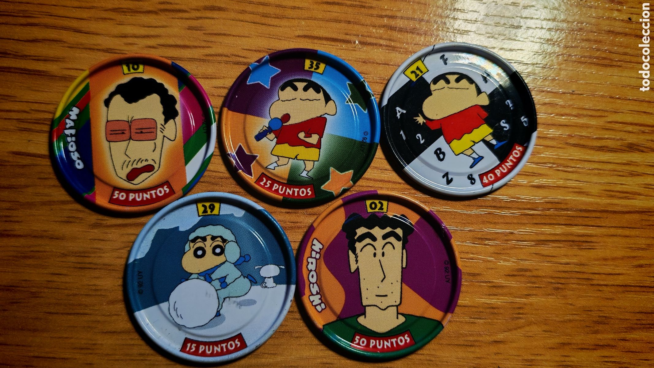 Coleccionismo: 5 Tazos Sin-Chan. Bollicao. Metal Rappers. 1997/ 2000