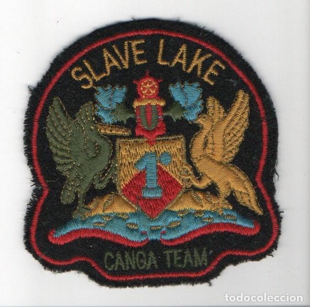 Coleccionismo: ANTIGUO PARCHE DE TELA BORDADO. SLAVE LAKE - CANOA TEAM. EQUIPO DE CANOA DE ALBERTA (CANADA).