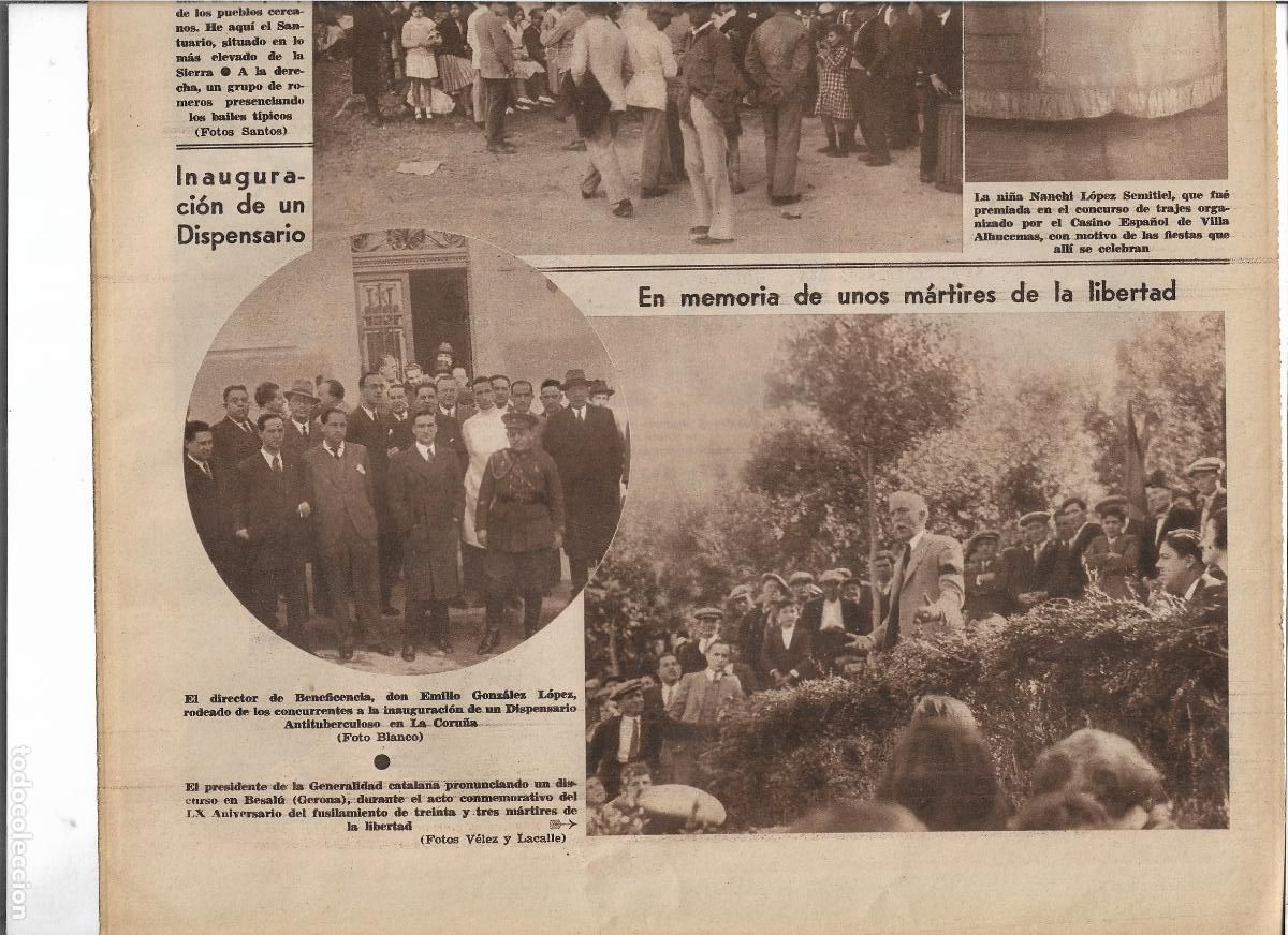 Coleccionismo: A&Ntilde;O 1933 RECORTE PRENSA BESALU ACTO HOMENAJE MARTIRES LIBERTAD ASISTENCIA PRESIDENTE GENERALITAT