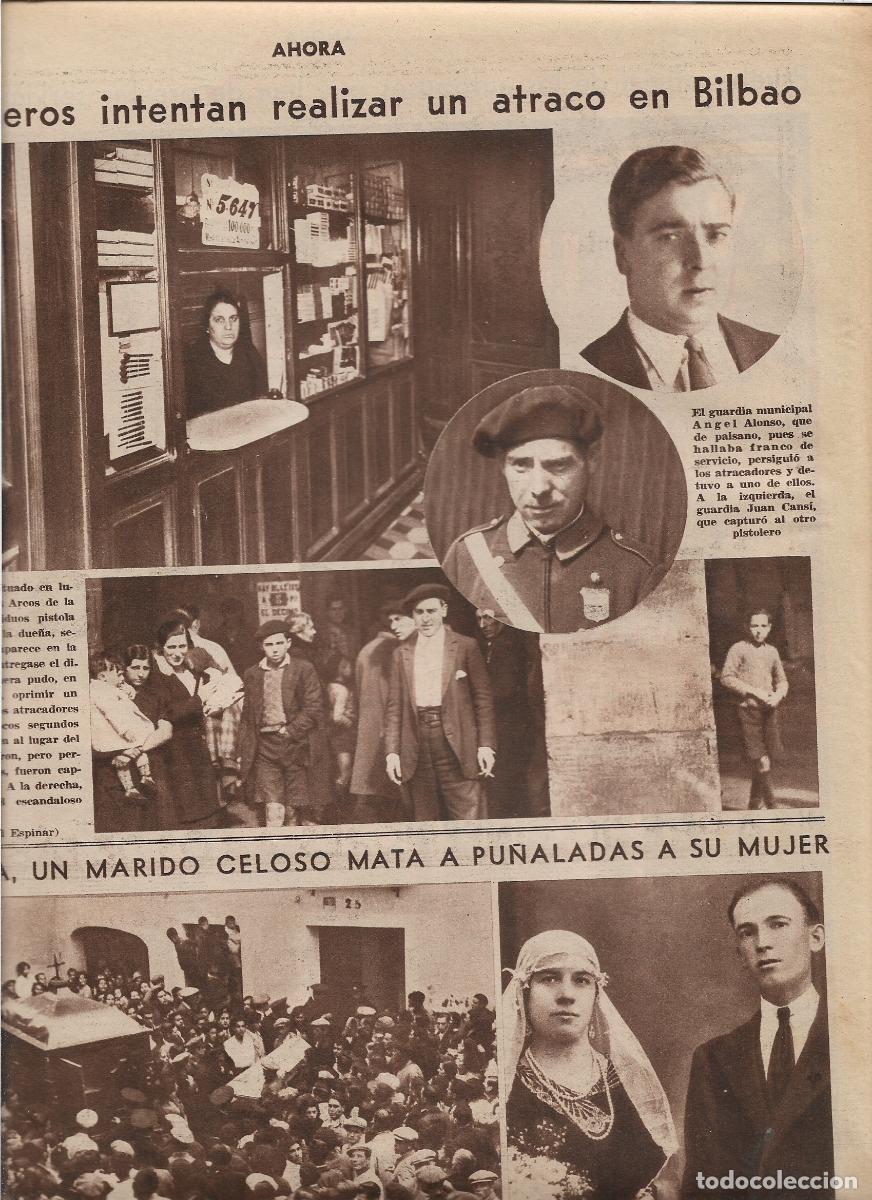 Coleccionismo: A&Ntilde;O 1933 RECORTE PRENSA BILBAO PISTOLEROS INTENTO ATRACO ESTANCO ESTANQUERA EVARISTA IBIRE