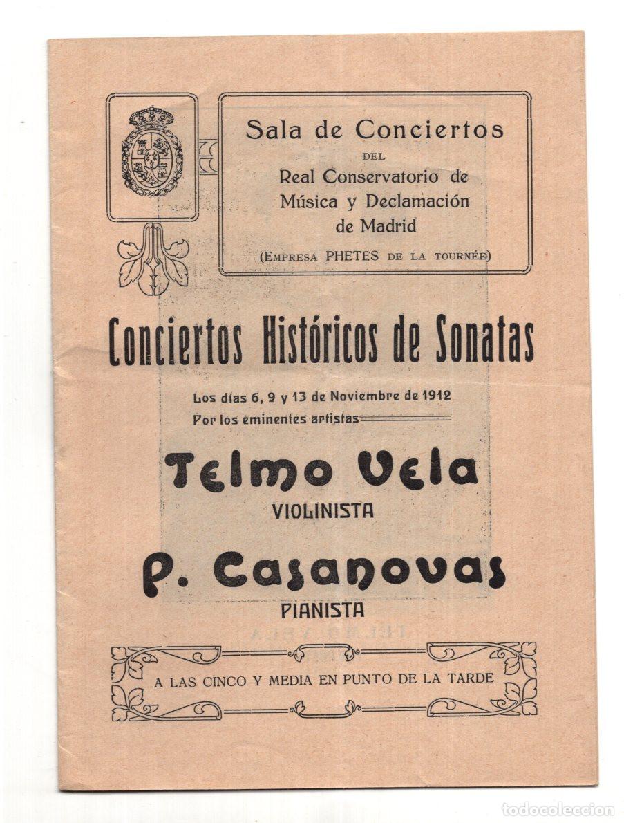 Coleccionismo: CONCIERTOS HIST&Oacute;RICOS SONATAS REAL CONSERVATORIO DE M&Uacute;SICA Y DECLAMACI&Oacute;N DE MADRID. 1912.