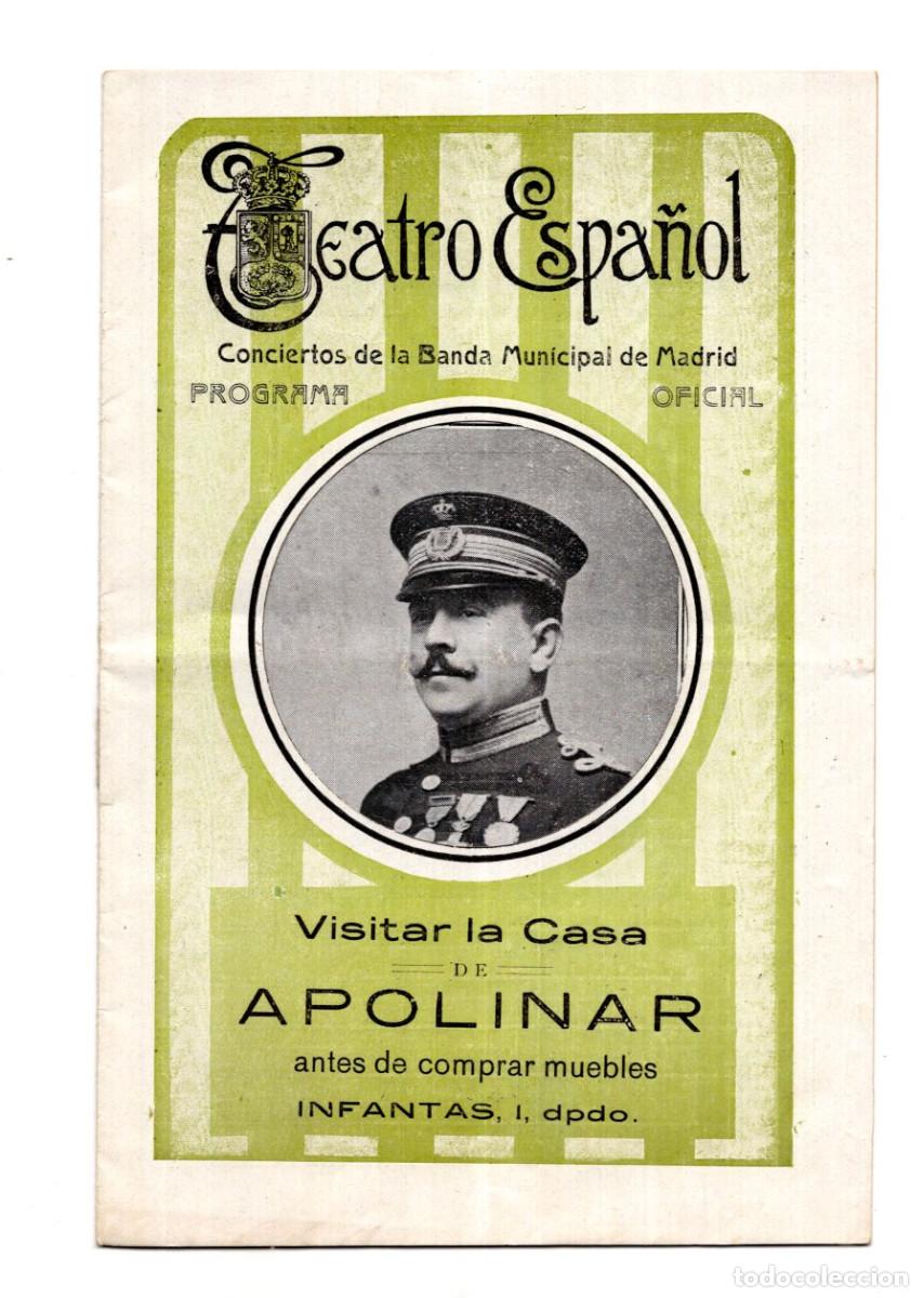 Sammelleidenschaft Papier: TEATRO ESPA&Ntilde;OL. CONCIERTO DE LA BANDA MUNICIPAL DE M&Uacute;SICA. MADRID 1915.
