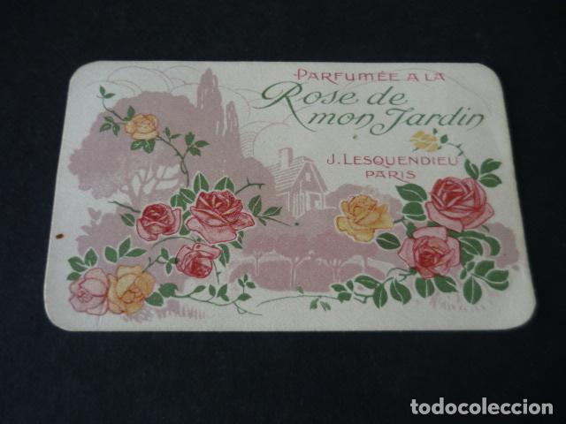 Collezionismo: PERFUME ROSA DE MI JARDIN J. LESQUENDIEU TARJETA PUBLICITARIA PERFUMADA 5 X 8 CM