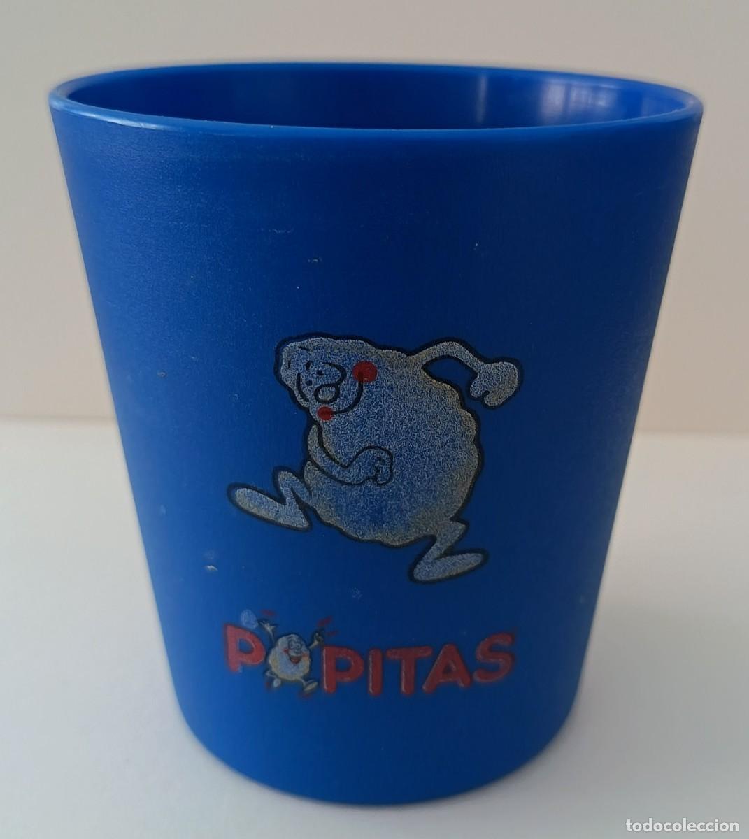 Coleccionismo: Vaso plastico. Duro. Color azul. Popitas.