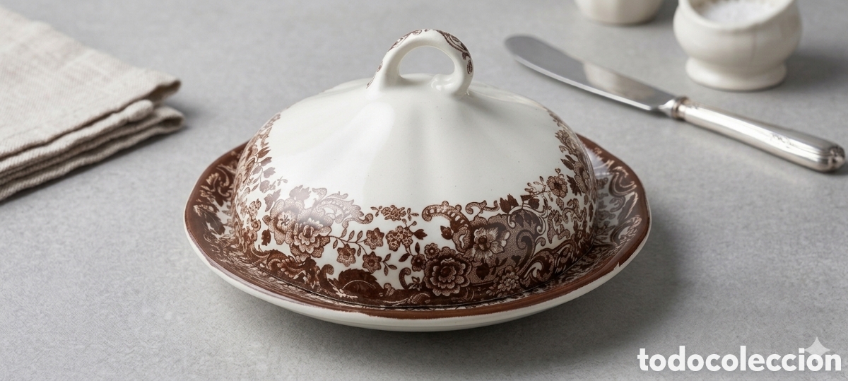 Coleccionismo: Mantequera de porcelana de La Cartuja de Sevilla