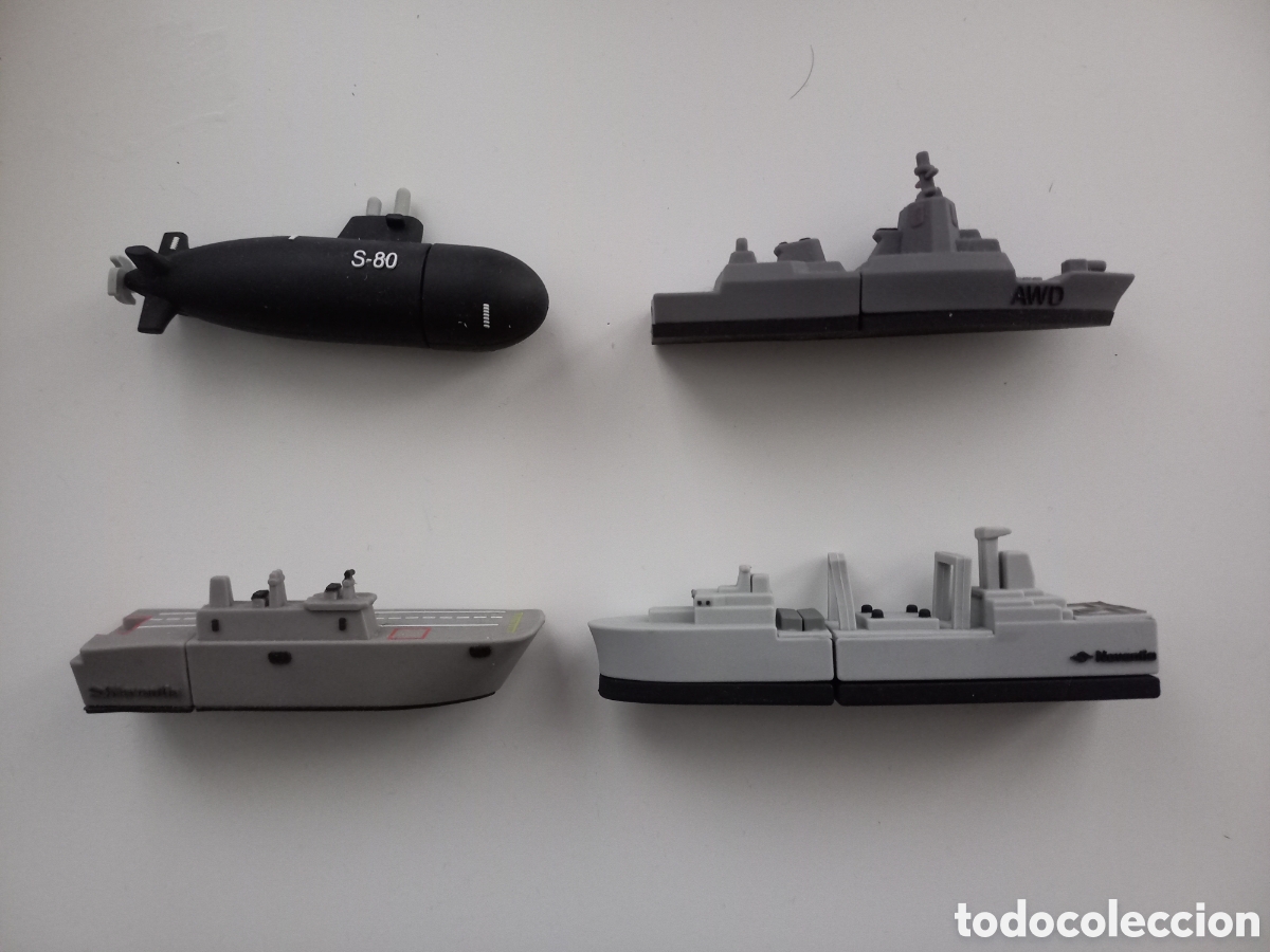 Coleccionismo: Pendrives fragata buque de aprovisionamiento submarino y portaaviones de Navantia. Armada Marina