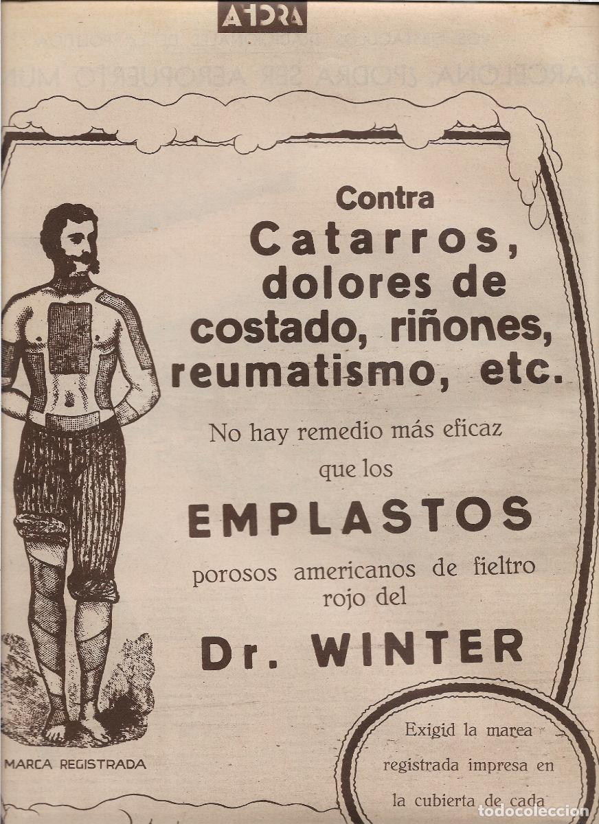 Coleccionismo: A&Ntilde;O 1933 RECORTE PRENSA PUBLICIDAD EMPLASTOS DR WINTER PARCHES CATARRO DOLOR CALMANTE FARMACIA