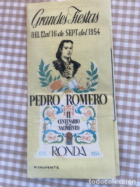Coleccionismo: Ronda. 1954. Grandes Fiestas Pedro Romero. Triptico Programa 31.5 x 21.5 cm.