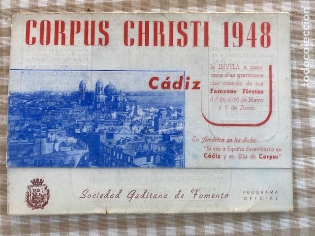 Coleccionismo: Cadiz. 1948. Corpus Christi. Socieda Gaditana de Fomento. Programa Oficial
