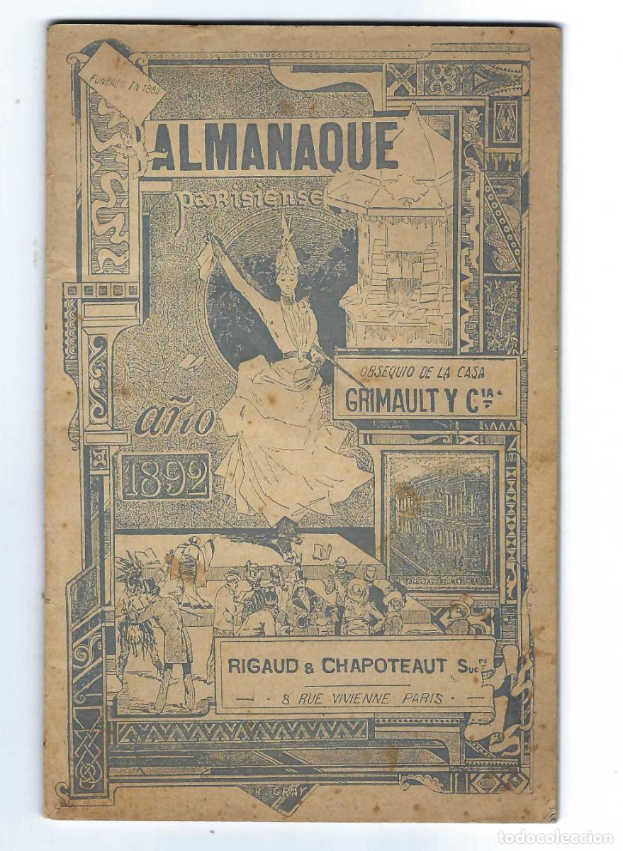 Coleccionismo: ALMANAQUE PARISIENSE A&Ntilde;O 1892. OBSEQUIO DE LA CASA GRIMAULT Y CIA. FRANCIA
