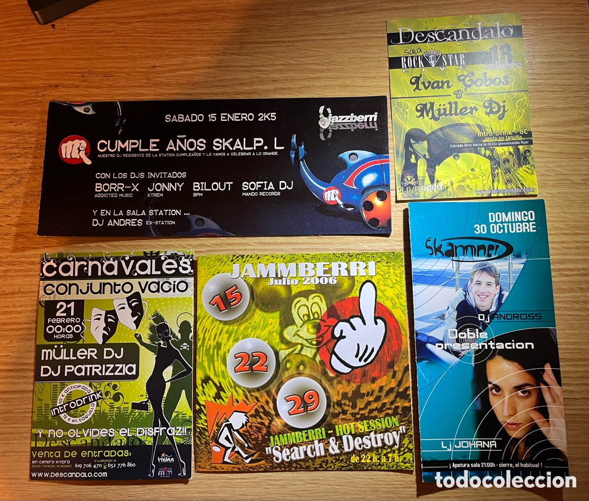 Coleccionismo: 5x Flyers discotecas del Norte. JAZZBERRI, TXITXARRO, SKAMNER, JAM, ROCK STAR LIVE, CONJUNTO VACIO