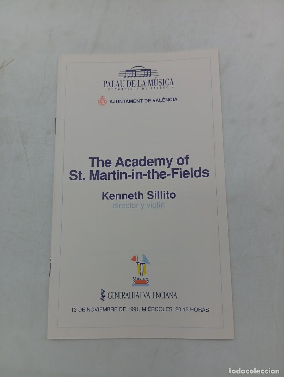Coleccionismo: PROGRAMA. THE ACADEMY OF ST. MARTIN-IN-THE-FIELDS. KENNETH SILLITO. PALAU DE LA MUSICA. 1991.