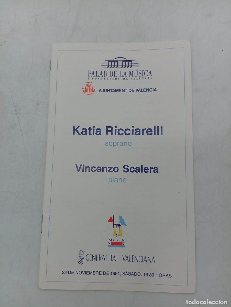 Coleccionismo: PROGRAMA. KATIA RICCIARELLI. VICENZO SCALERA. PALAU DE LA MUSICA. 1991.