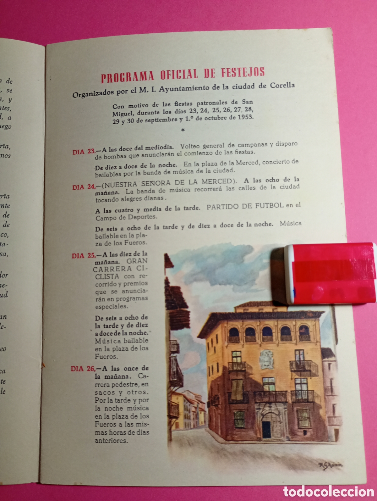 Coleccionismo: CORELLA FIESTAS DE 1953 PROGRAMA DE ACTOS Y FESTEJOS + D&Iacute;PTICO PROGRAMA ACTOS RELIGIOSOS - Foto 3