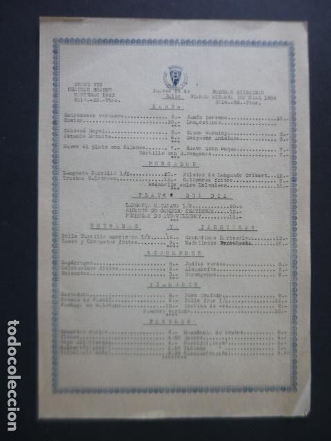 Coleccionismo: MADRID HOTEL PALACE CARTA MENU MINUTA 1941