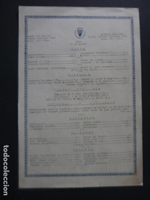 Coleccionismo: MADRID HOTEL PALACE CARTA MENU MINUTA 1941