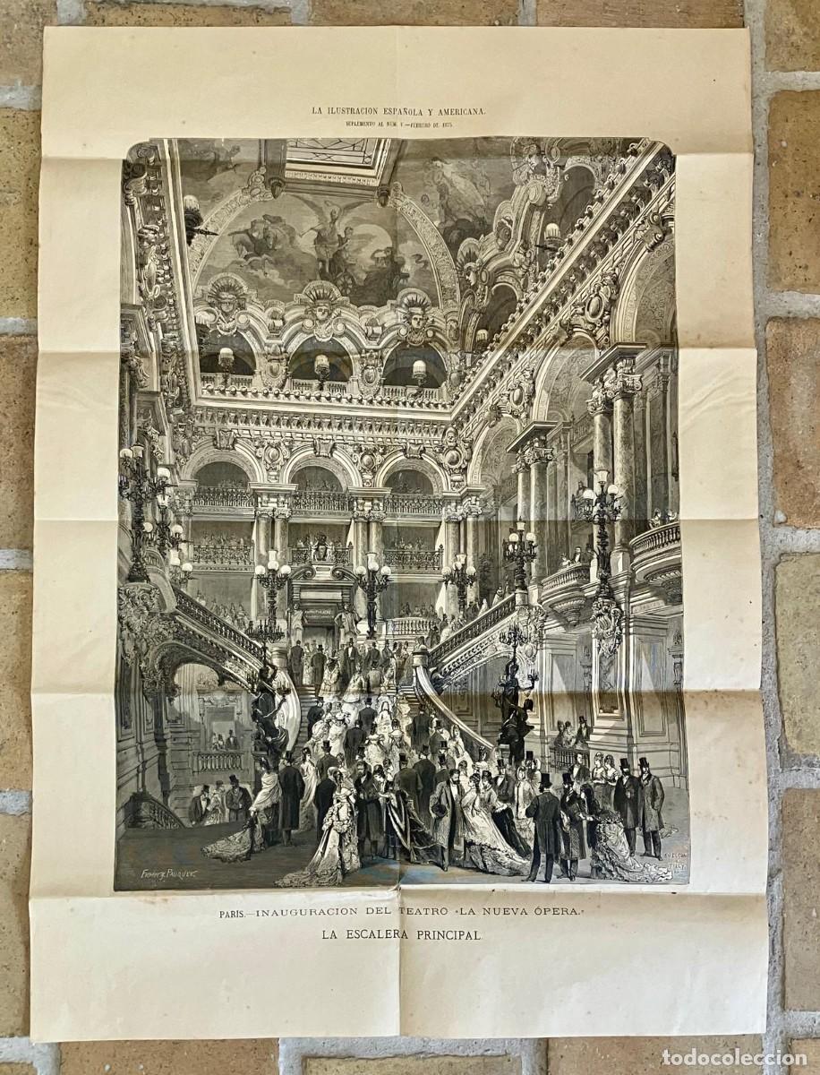 Coleccionismo: Lamina Paris - Inauguraci&oacute;n del Teatro &rdquo;La Nueva Opera&rdquo; - La Escalera Principal - 1875