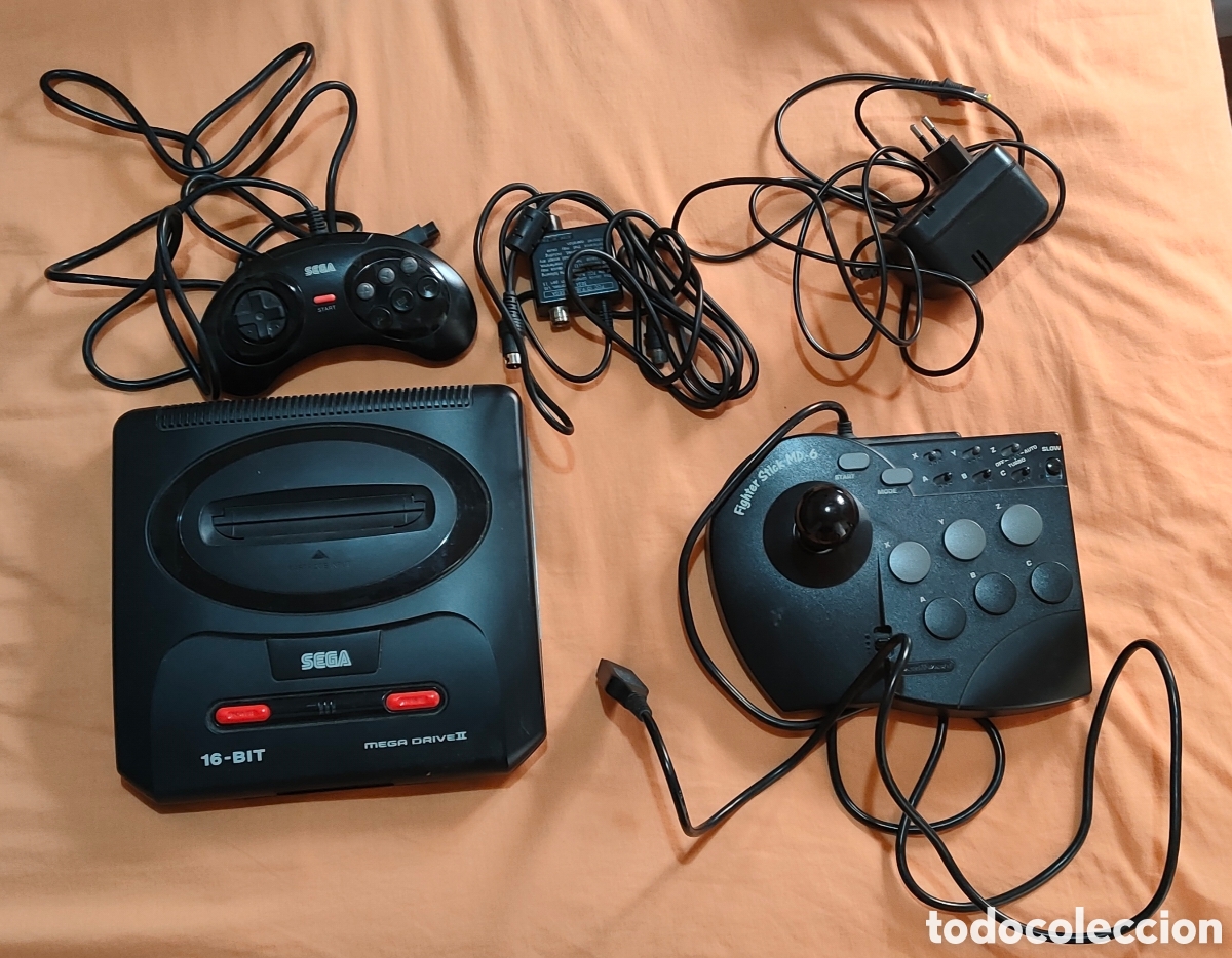 Coleccionismo: Lote Sega Mega Drive II + Juegos (Joyas: TF IV, Shinobi, Sonic 3) + Arcade Stick MD-6