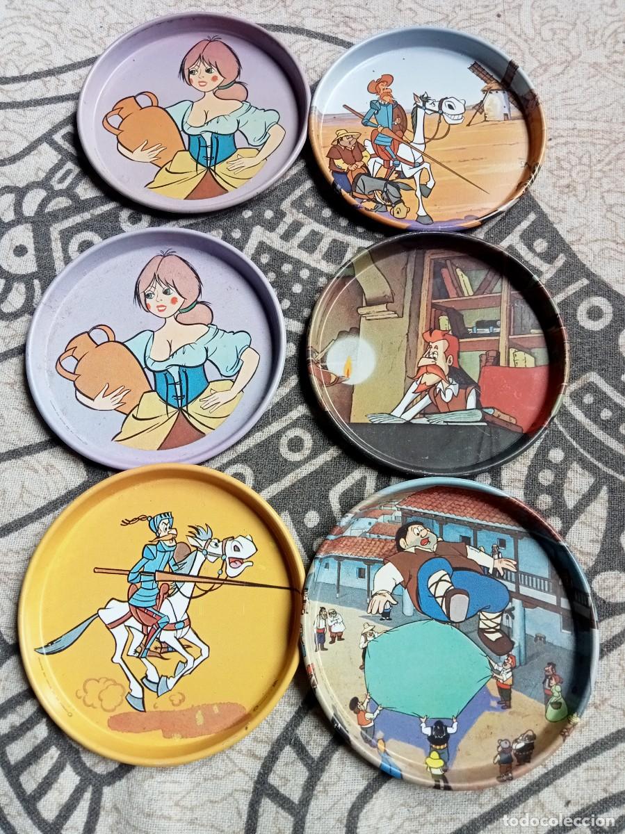 Coleccionismo: 6 POSAVASOS DE METAL DEL QUIJOTE