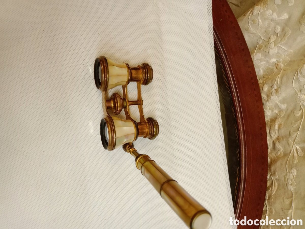 Coleccionismo: Binoculares de nacar y bronce