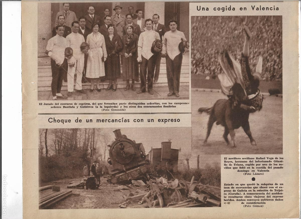 Coleccionismo: A&Ntilde;O 1933 RECORTE PRENSA ESTACION TREN TEIJEIRO CORU&Ntilde;A CHOQUE TREN MERCANCIAS CON EXPRESO DE GALICIA