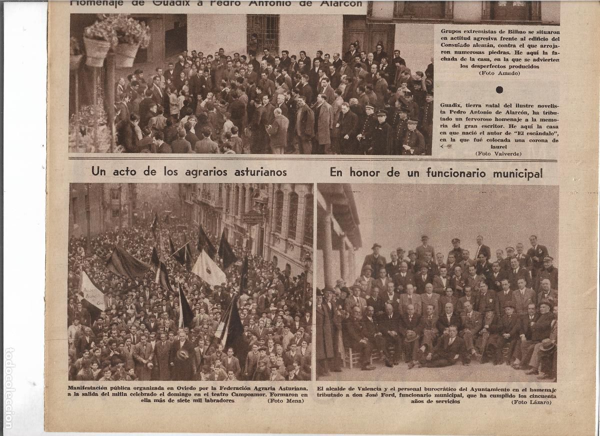 Coleccionismo: A&Ntilde;O 1933 RECORTE PRENSA VALENCIA HOMENAJE JOSE FORD FUNCIONARIO MUNICIPAL 50 A&Ntilde;OS DE SERVICIO