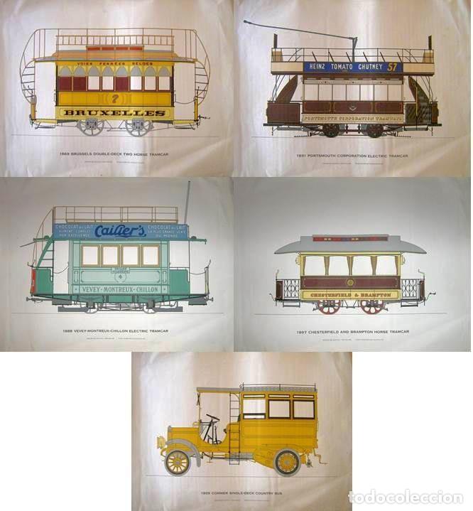 Sammelleidenschaft Papier: 5 L&Aacute;MINAS DE TRANV&Iacute;AS ANTIGUOS EN COLOR POR DAVID J. TRUSSLER. CIRCA 1968.