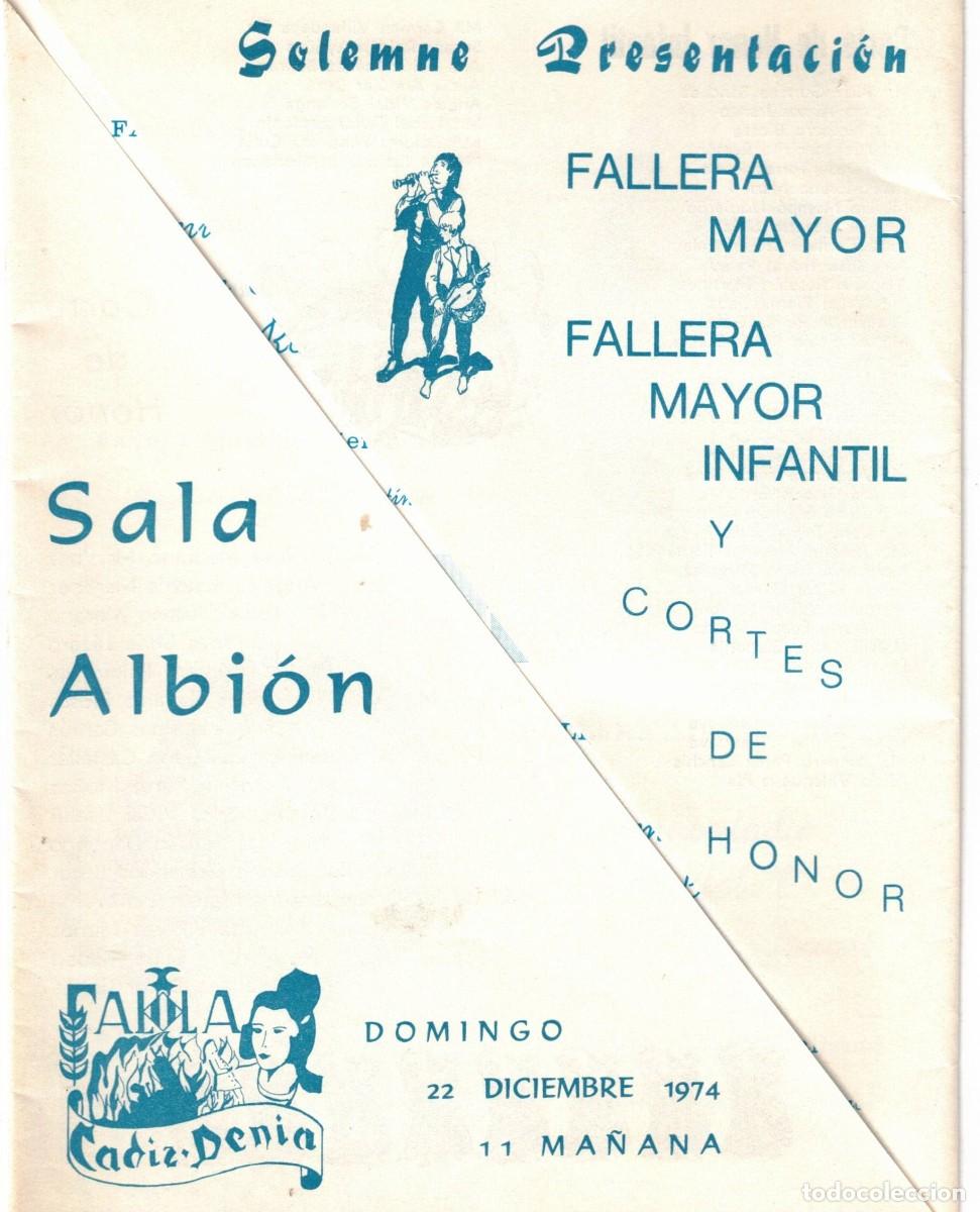 Coleccionismo: :::: A06 - PROGRAMA - PRESENTACION FALLERA MAYOR Y FALLERA MAYOR INFANTIL 1974 - SALA ALBI&Oacute;N