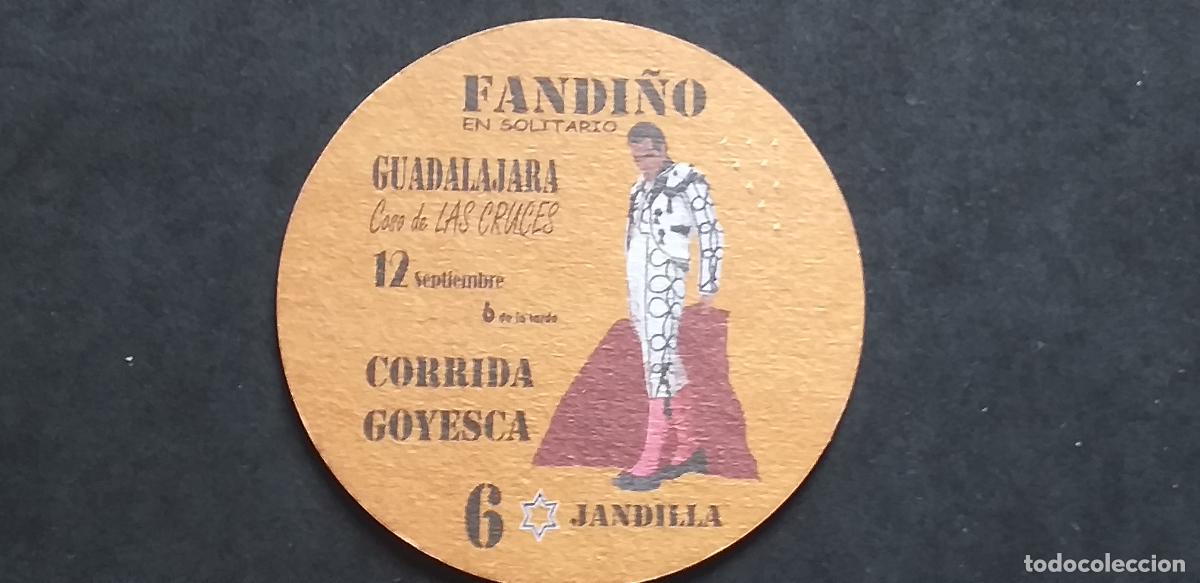Colecionismo: POSAVASOS-V28-VII-DIAM.90mm.-GUADALAJARA-FANDI&Ntilde;O EN SOLITARIO-CORRIDA GOYESCA...