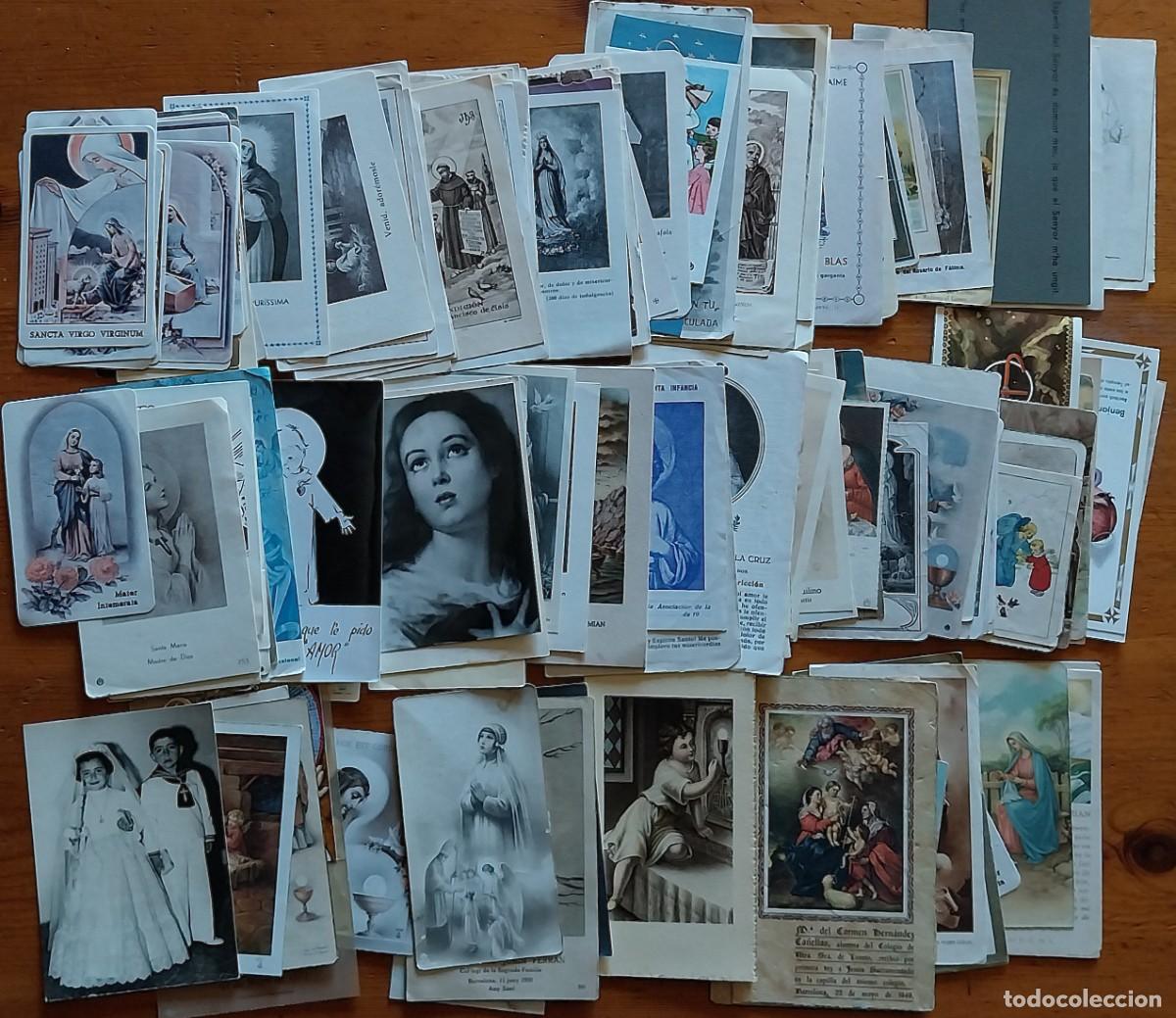 Coleccionismo: Enorme lote de estampas religiosas, de primera comuni&oacute;n y esquelas, algunas muy antiguas.
