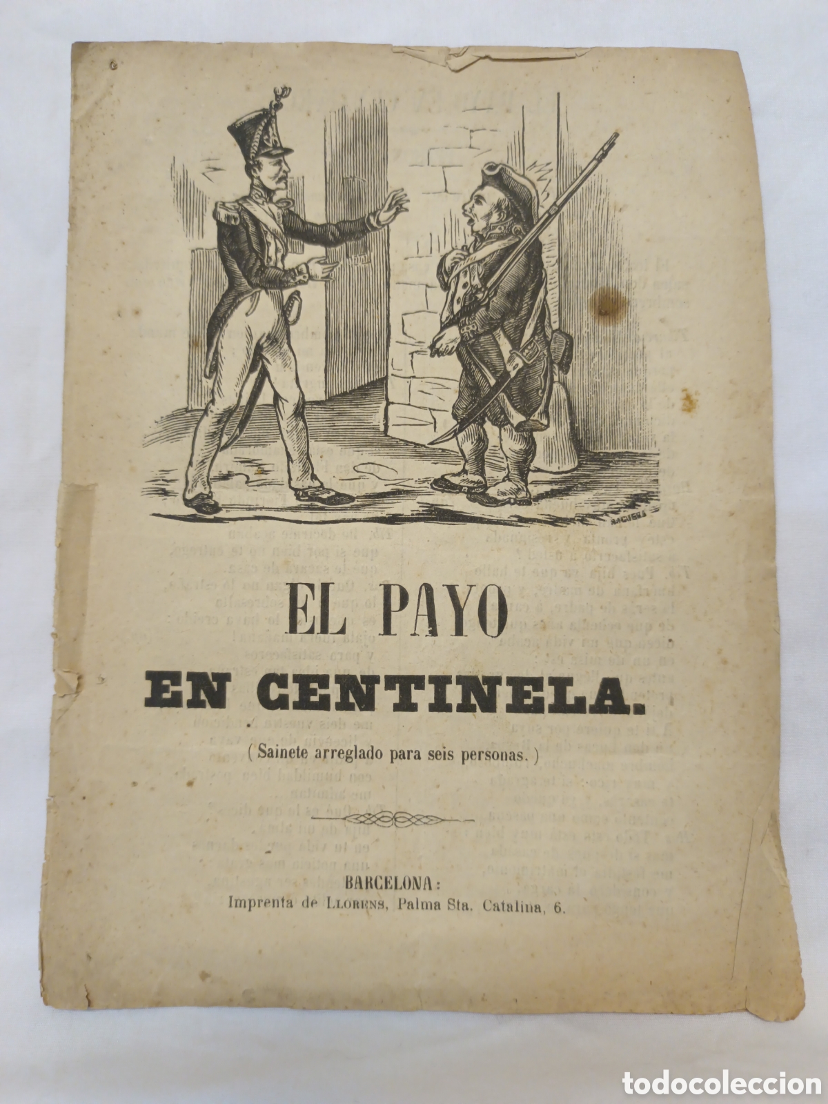 Coleccionismo: PLIEGO DE CORDEL - ROMANCE - EL PAYO EN CENTINELA - MEDIADOS SIGLO XIX - 16 X 21 CM