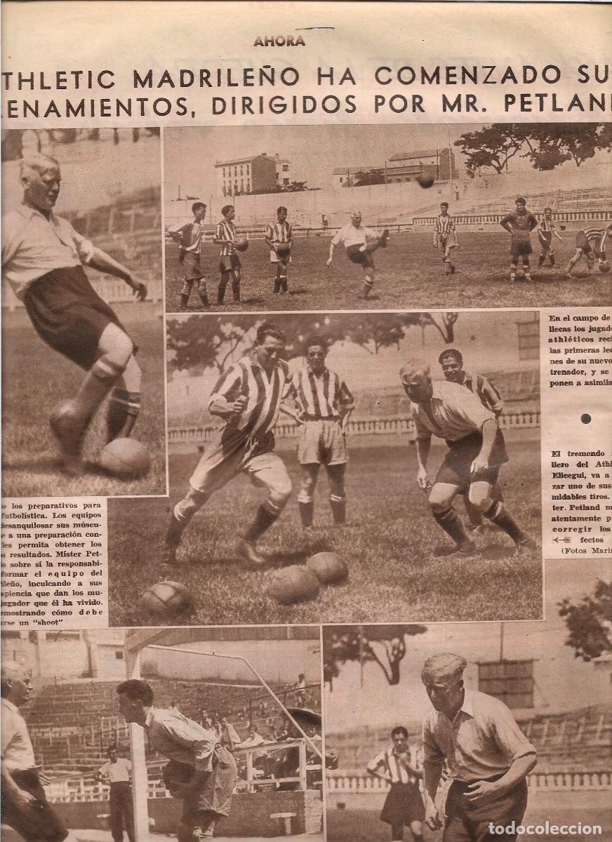 Coleccionismo: A&Ntilde;O 1933 RECORTE PRENSA FUTBOL ENTRENO ATHLETICO DE MADRID DIRIGIDO MISTER PETLAND ELICEGUI
