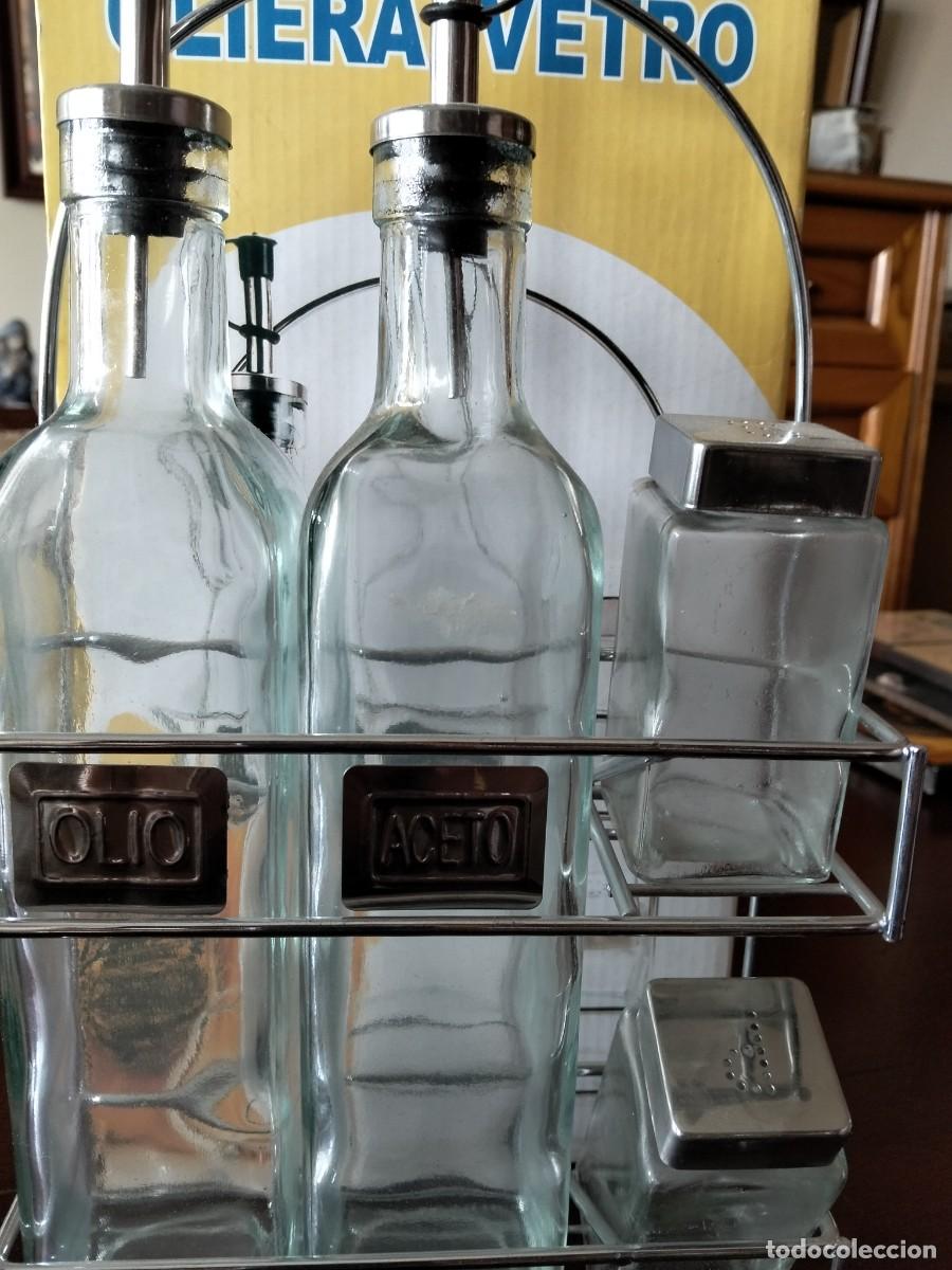 Coleccionismo: SET CRISTAL.ACEITE. VINAGRE. PIMIENTA Y SAL