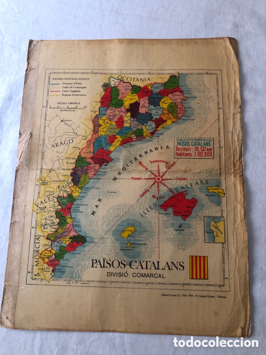 Coleccionismo: es una reproducci&oacute;n de un mapa de los Pa&iuml;sos Catalans publicado originalmente en la d&eacute;cada de 1970.