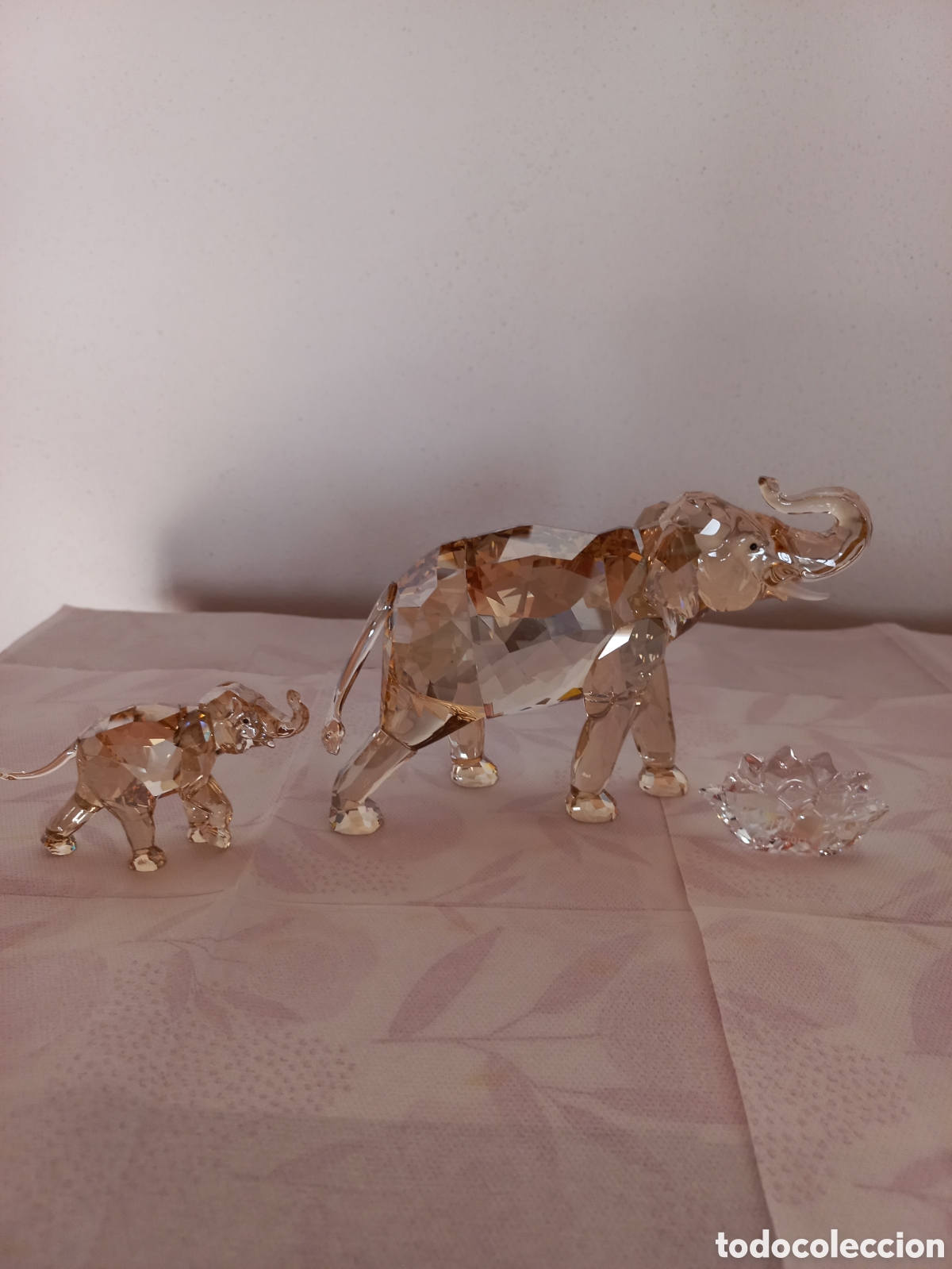 Coleccionismo: Elefante Cinta y cr&iacute;a de elefante Swarovski