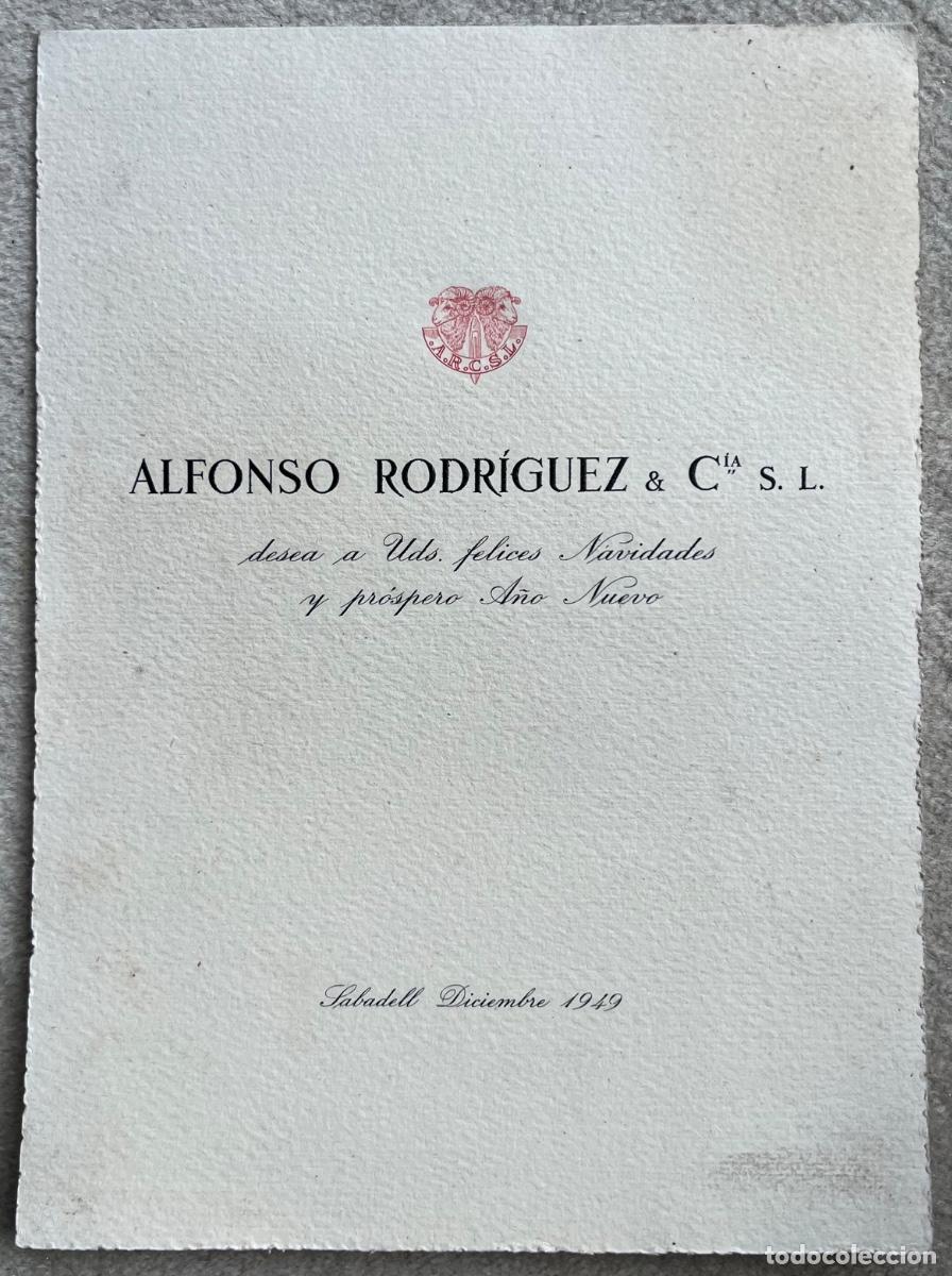 Coleccionismo: Gran tarjeta de felicitaci&oacute;n de Alfonso Rodr&iacute;guez & Cia - Sabadell, 1949