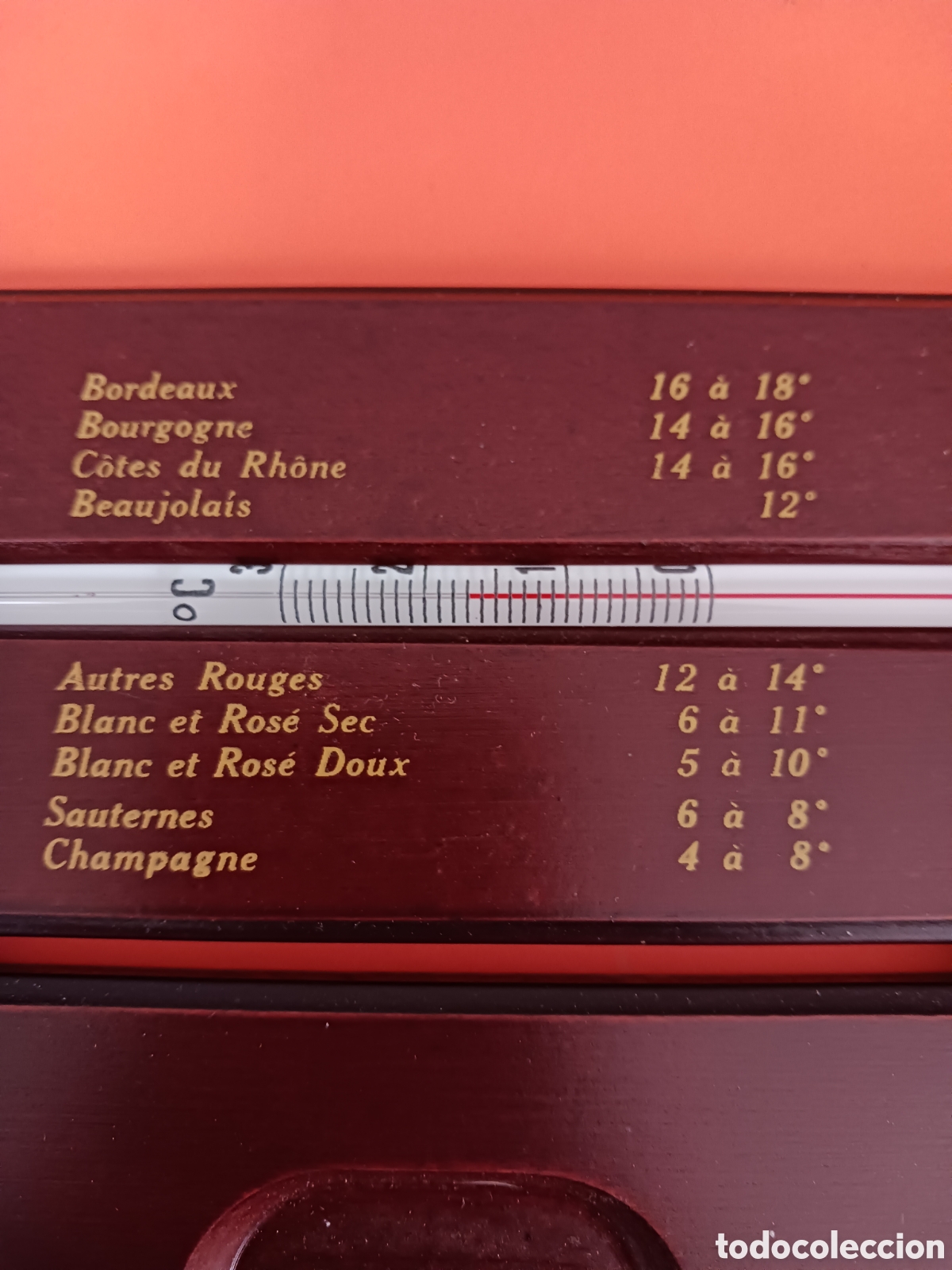 Coleccionismo: Term&oacute;metro de vinos en su estuche de madera. - Foto 4