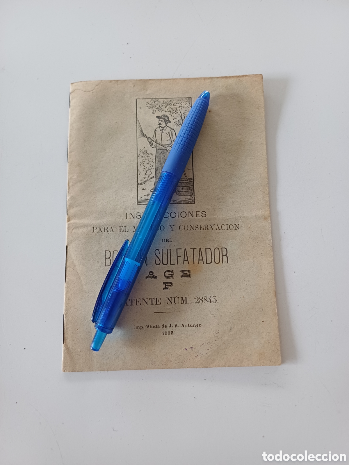 Coleccionismo: Instrucciones para el manejo y conservaci&oacute;n del bombin sulfatador 1903 sulfatadora