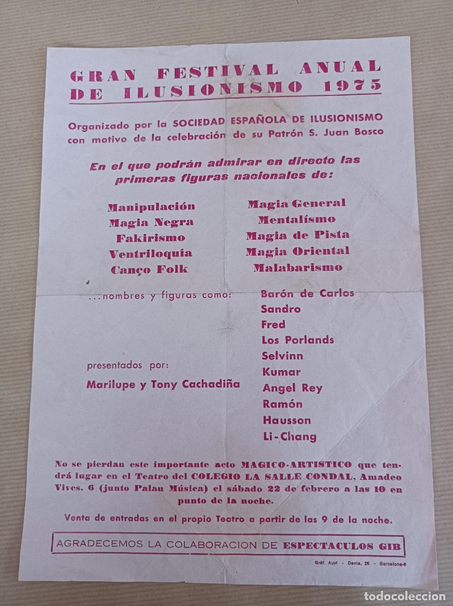 Coleccionismo: PROGRAMA GRAN FESTIVAL ANUAL DE ILUSIONISMO 1975 COLEGIO LA SALLE CONDAL BARCELONA