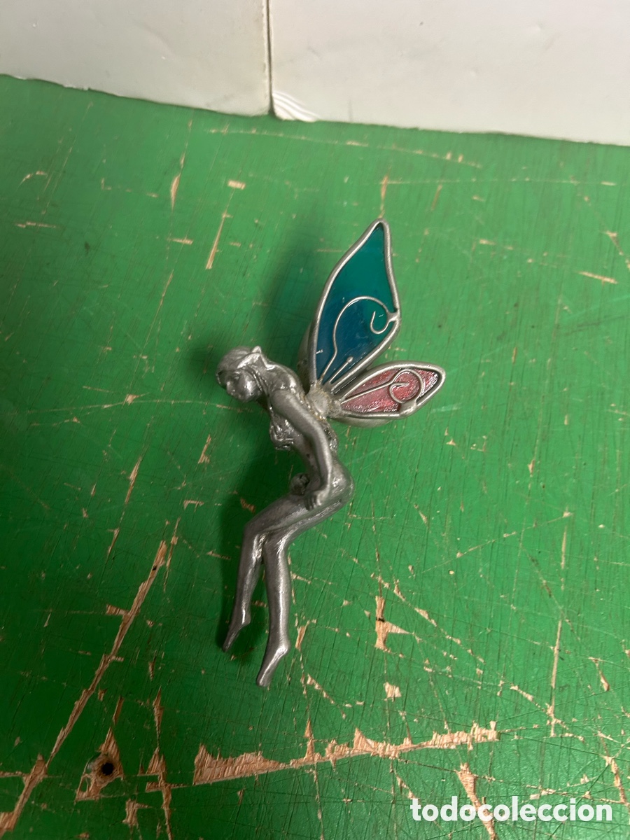 Coleccionismo: BELLA HADA EN METAL CON ALAS CRISTAL AZUL