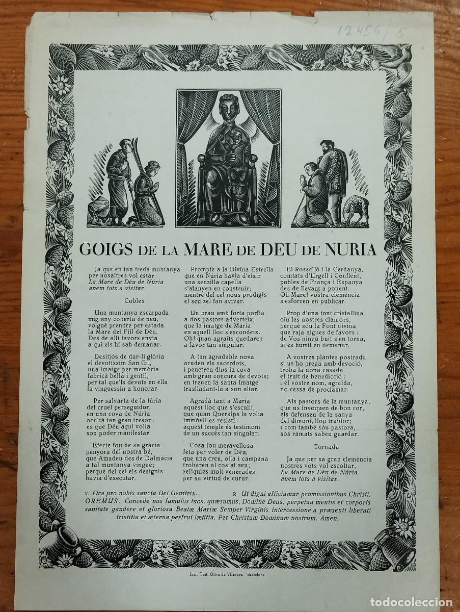 Coleccionismo: GOIGS DE LA MARE DE D&Eacute;U DE N&Uacute;RIA.