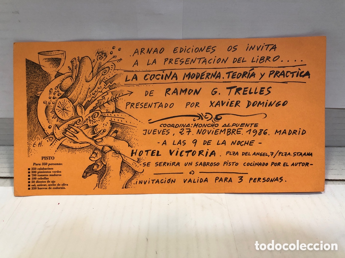 Coleccionismo: Invitaci&oacute;n a presentaci&oacute;n de libro &rdquo;La cocina moderna. Teor&iacute;a y pr&aacute;ctica&rdquo;