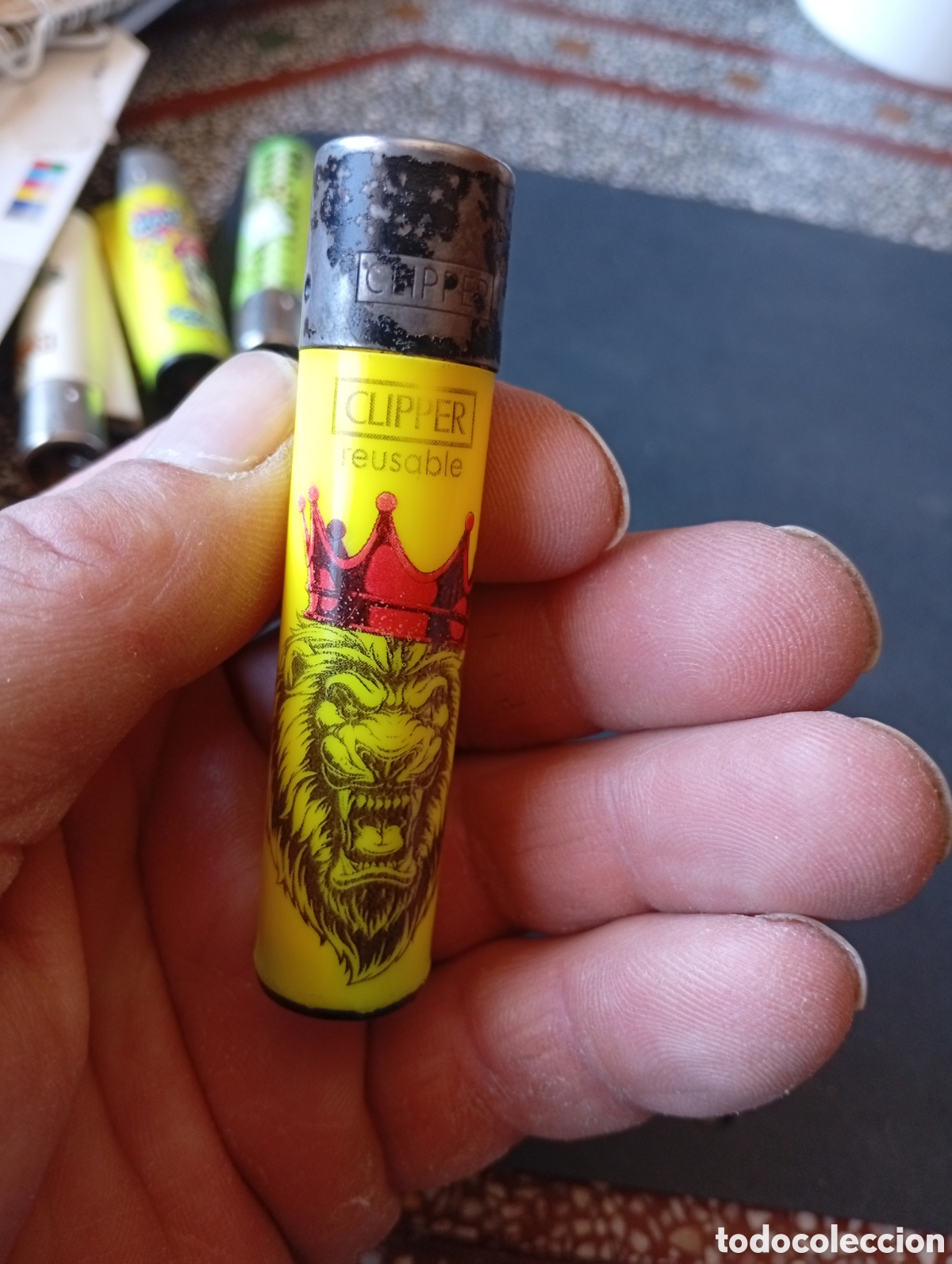 Coleccionismo: Mechero Clipper le&oacute;n corona Rey