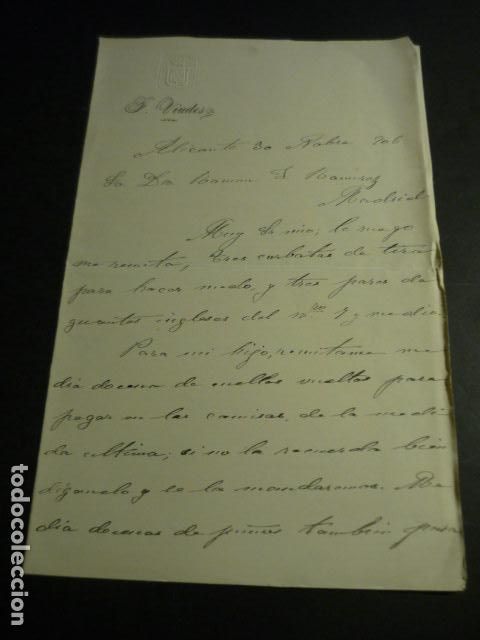 Coleccionismo: ALICANTE 1906 CARTA DE FRANCISCO VIUDES A COMERCIANTE DE MADRID