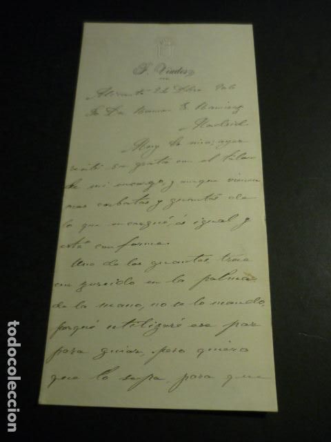 Sammelleidenschaft Papier: ALICANTE 1906 CARTA DE FRANCISCO VIUDES DIPUTADO A CORTES POR ALICANTE A COMERCIANTE DE MADRID