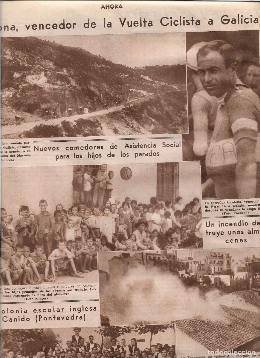 Coleccionismo: A&Ntilde;O 1933 RECORTE PRENSA CICLISMO CARDONA GANADOR VUELTA CICLISTA A GALICIA PENINSULA EL MARRAZO