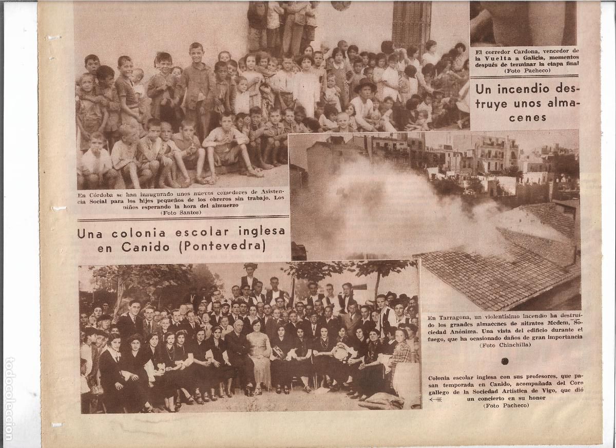 Coleccionismo: 1933 RECORTE PRENSA CANIDO PONTEVEDRA COLONIA ESCOLAR INGLESA CORO GALLEGO SOCIEDAD ARTISTICA VIGO